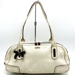 Gucci Princess Bag Cream Leather Shoulder Bag with Dark Brown Accents